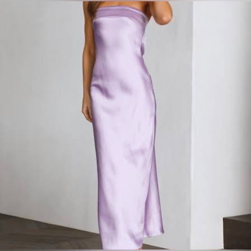 Strapless Purple Satin Dress 💜